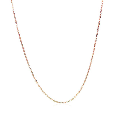 Cadena de eslabones de cable con corte de diamante en oro rosa de 14k (0,8 mm)