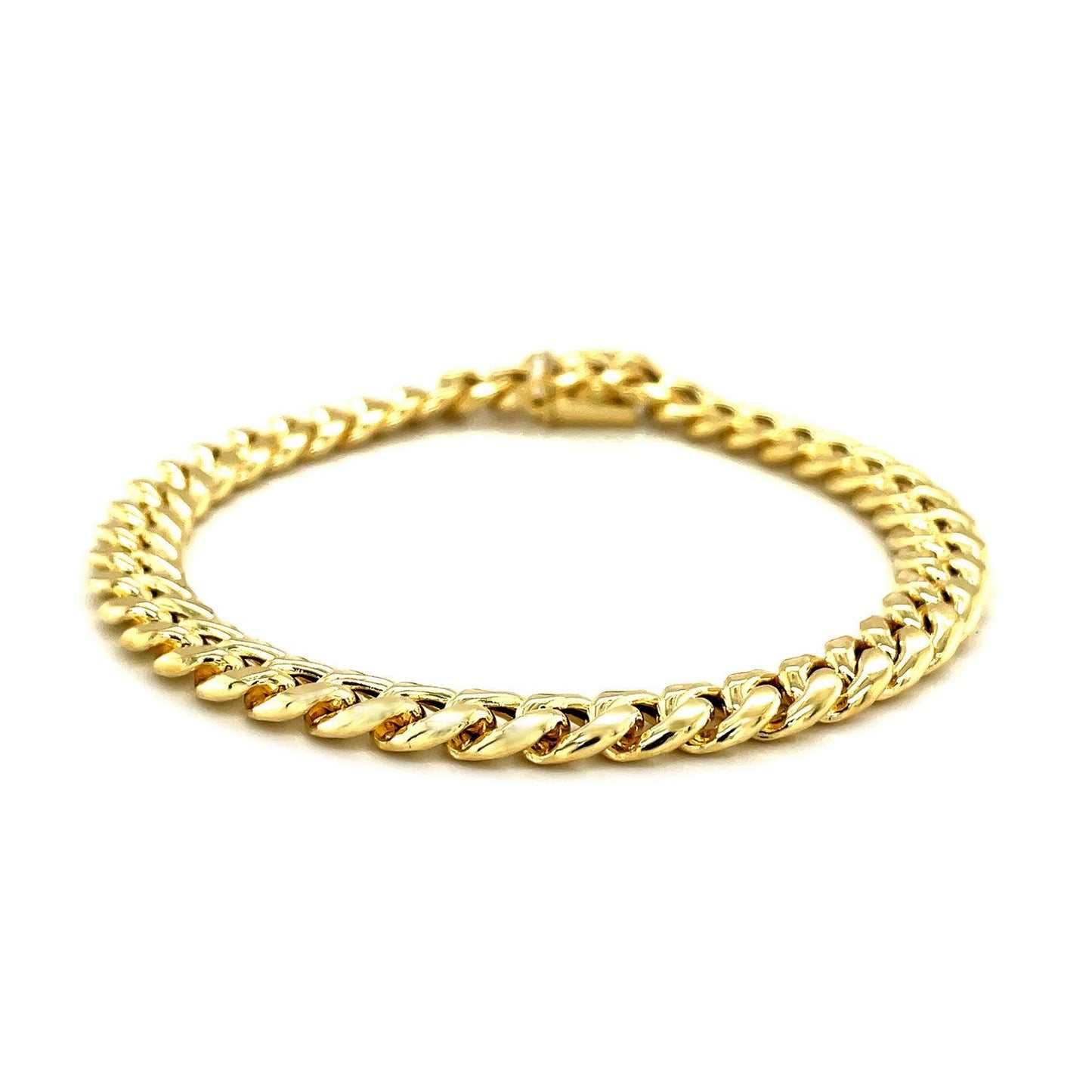 Pulsera semirrígida cubana de oro amarillo de 10k (7.20 mm)