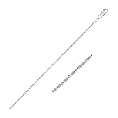 Cadena de Cuentas Talladas con Diamante de Oro Blanco de 14k 1.0mm