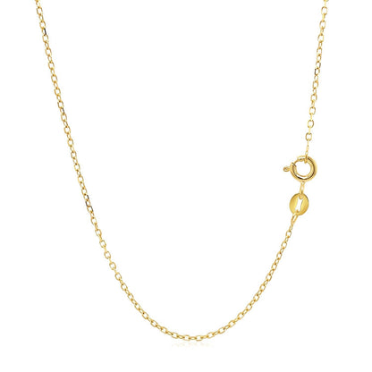 Cadena de eslabones de cable facetada de oro amarillo de 14k de 1,3mm
