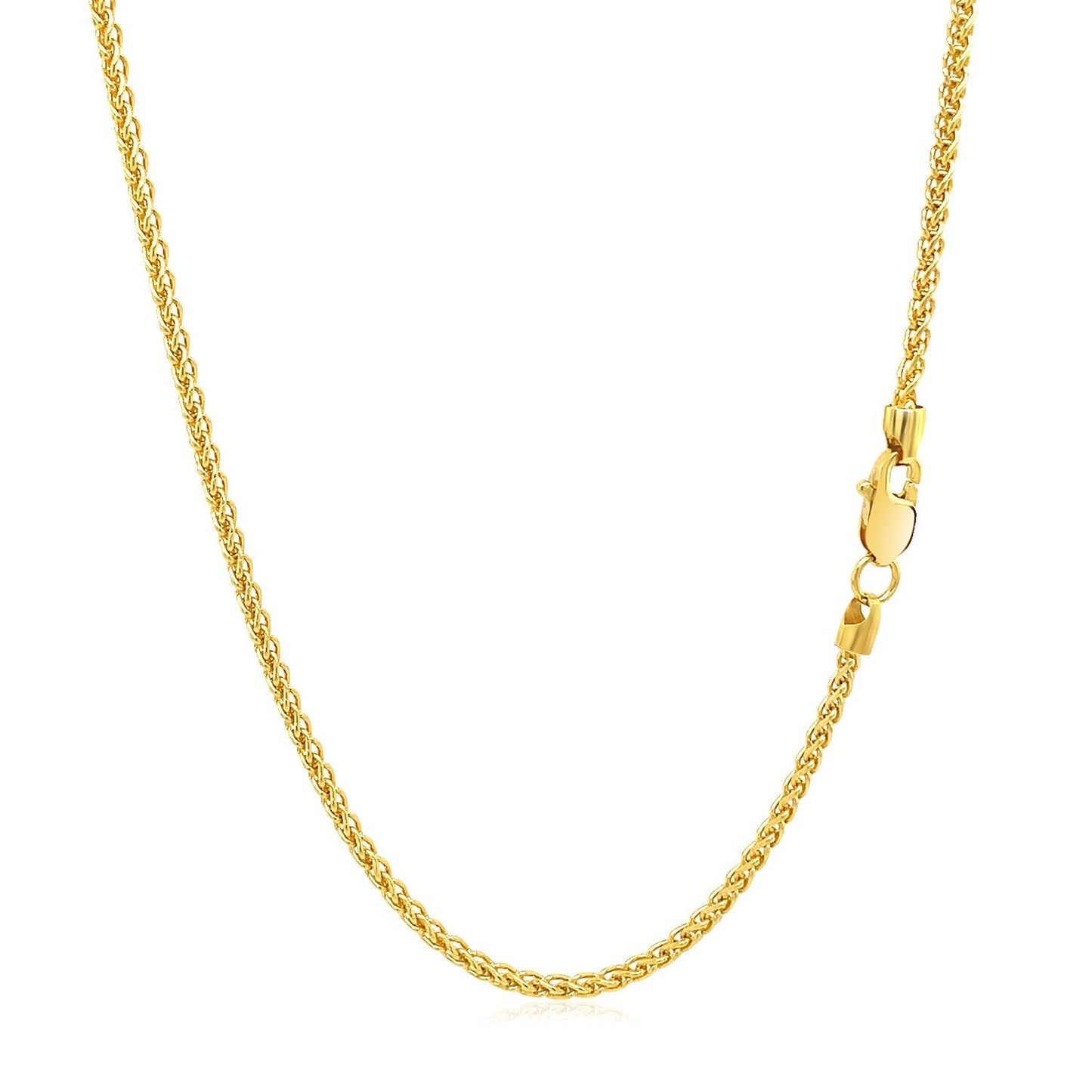 Cadena de trigo redonda de oro amarillo de 14k de 1.5mm