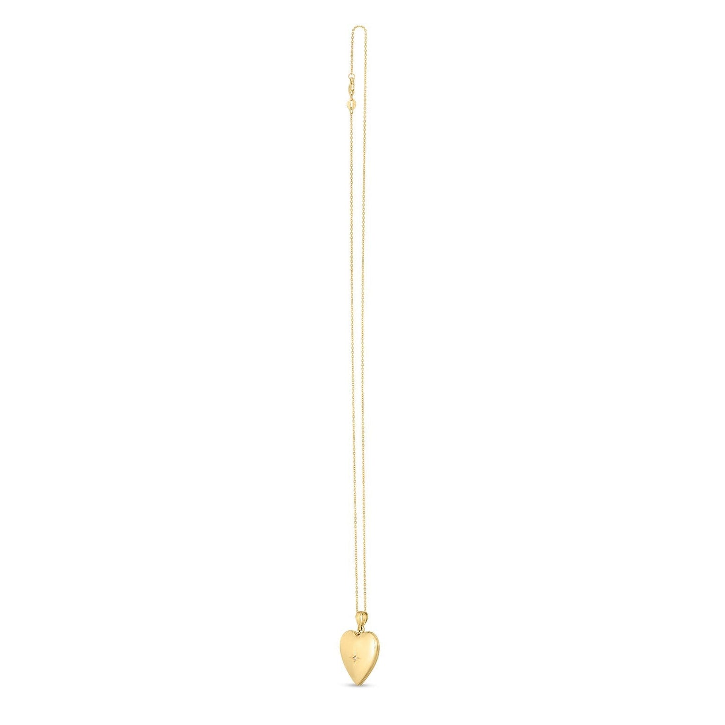 Collar con medallón de oro amarillo de 14k y diamantes con forma de corazón