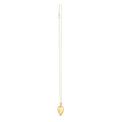 Collar con medallón de oro amarillo de 14k y diamantes con forma de corazón