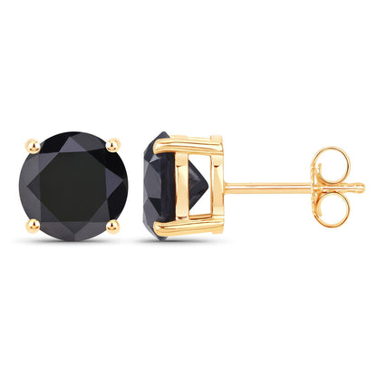Pendientes de oro amarillo de 14K con diamante negro genuino de 4,91 quilates