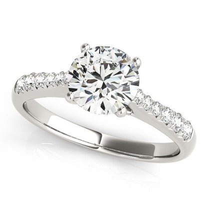 Anillo de compromiso de oro blanco de 14k con diamante de talla redonda (1 5/8 qt)