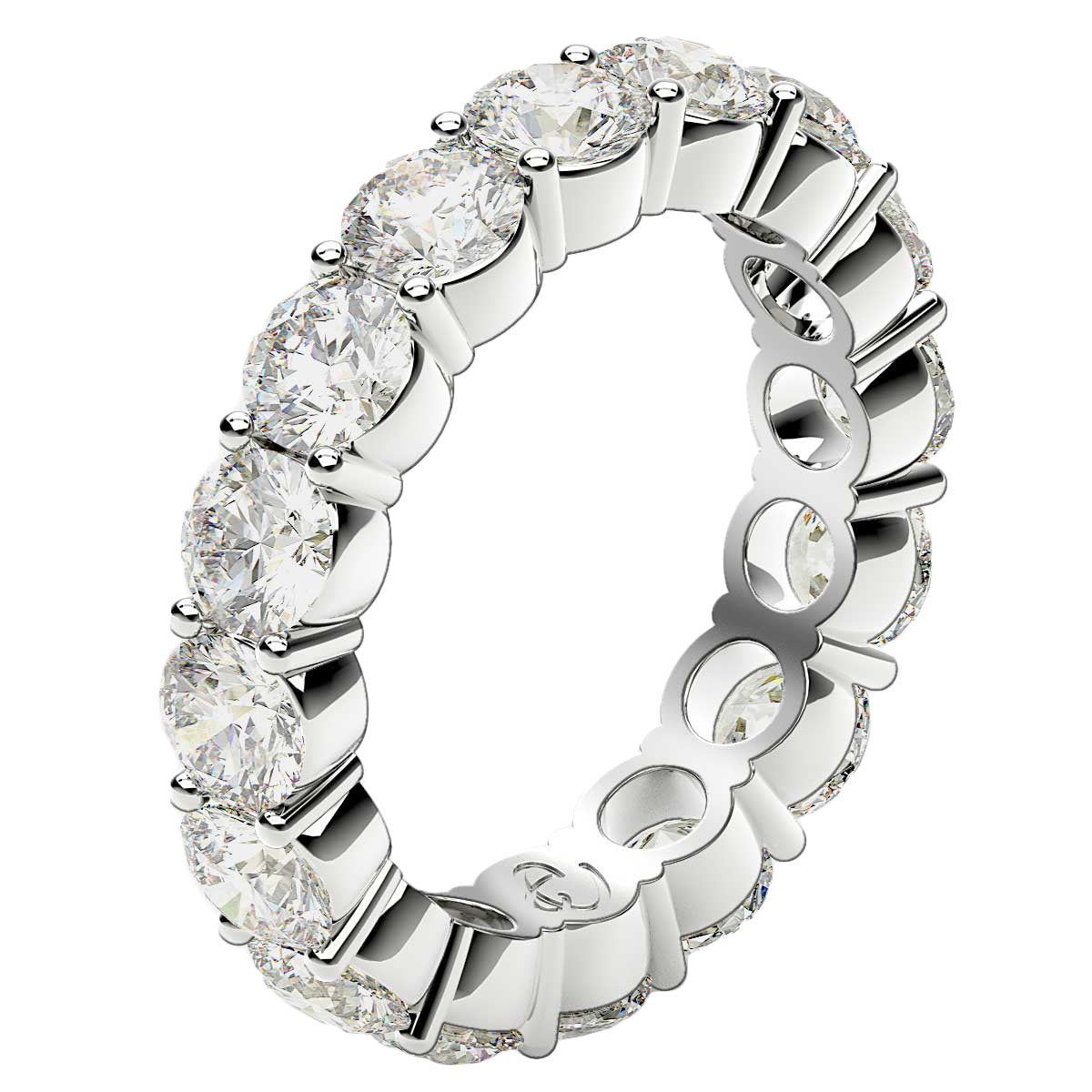Anillo de eternidad de diamantes redondos cultivados en laboratorio de oro blanco de 14k (4 ct de peso total FG/VS2)