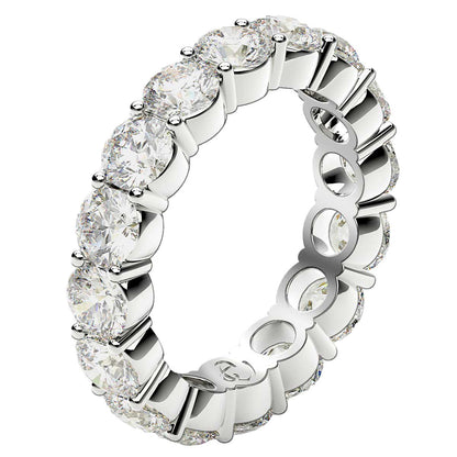 Anillo de eternidad de diamantes redondos cultivados en laboratorio de oro blanco de 14k (4 ct de peso total FG/VS2)