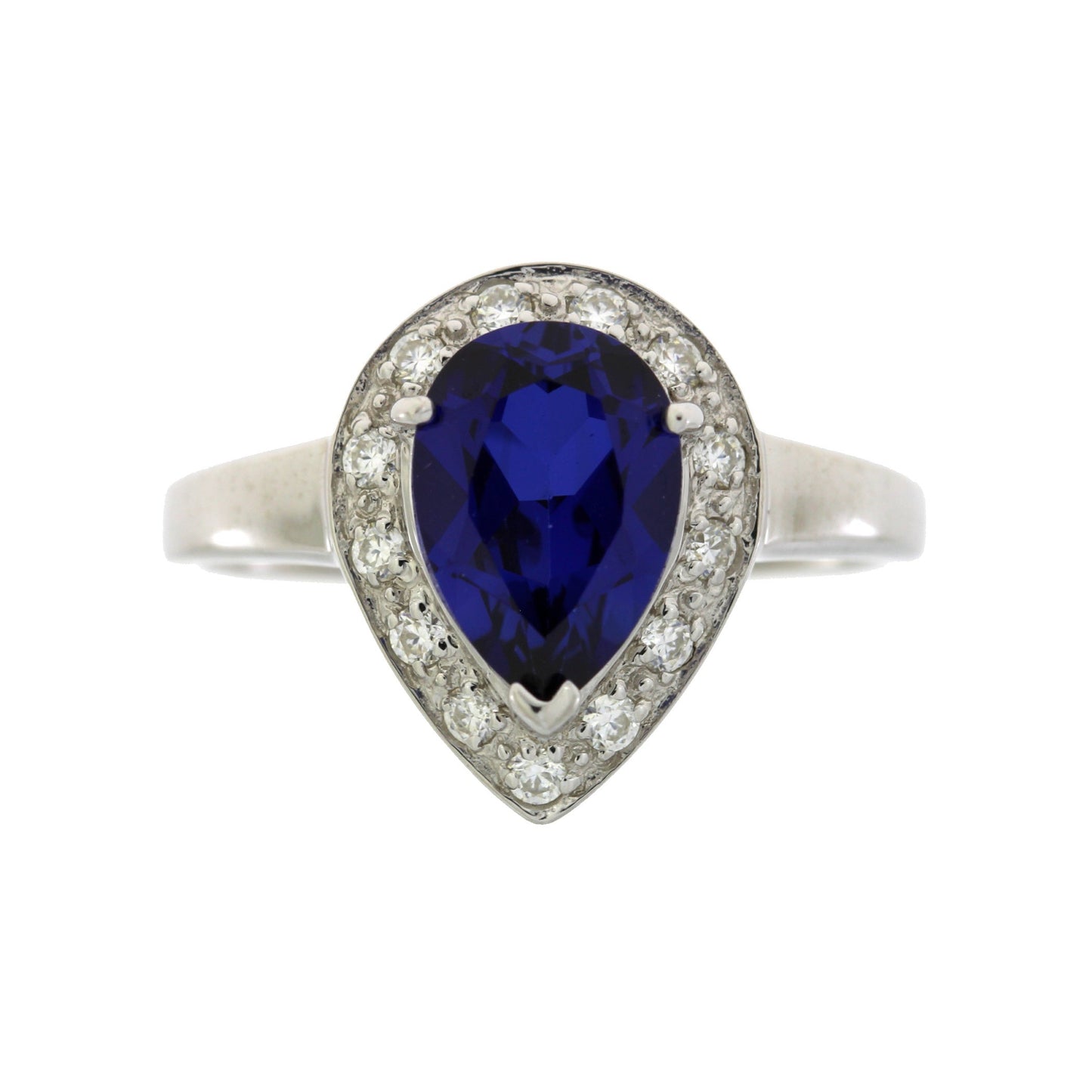 Anillo de zafiro y moissanita de plata esterlina