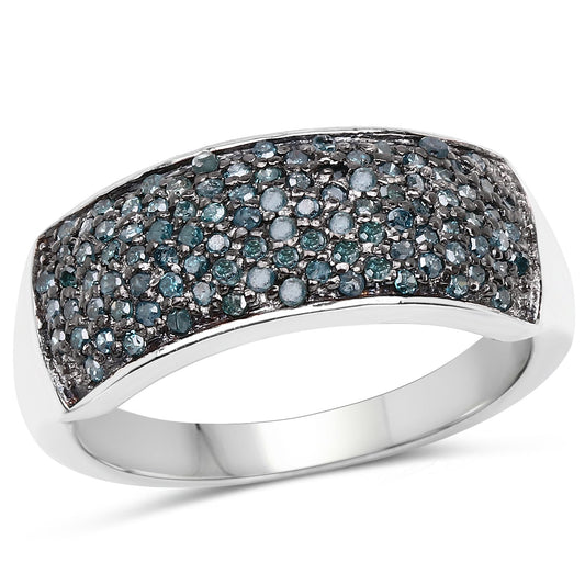 Anillo de plata de ley .925 con diamante azul genuino de 0,42 quilates