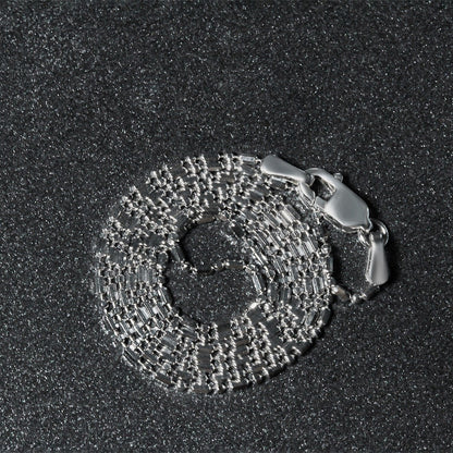 Cadena de Cuentas Talladas con Diamante de Oro Blanco de 14k 1.0mm
