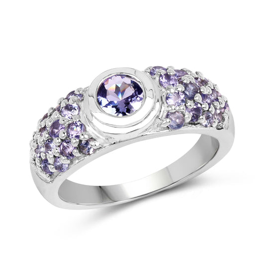 Anillo de Plata Fina de .925 con Tanzanita Genuina de 1,45 Quilates