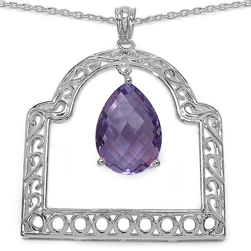 Colgante de plata de ley .925 con amatista genuina de 10.70 quilates