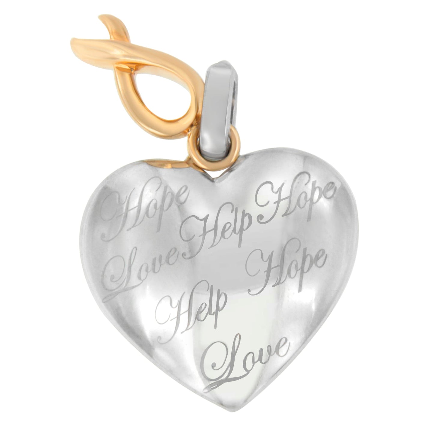 Collar con colgante de corazón de plata chapado en oro amarillo de 10K