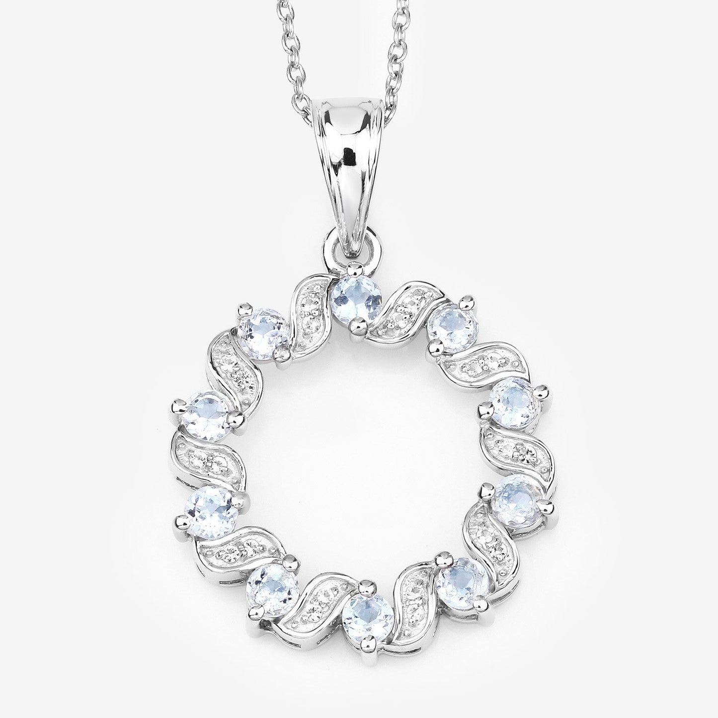 Colgante de plata de ley .925 con aguamarina auténtica de 1,10 quilates y topacio blanco