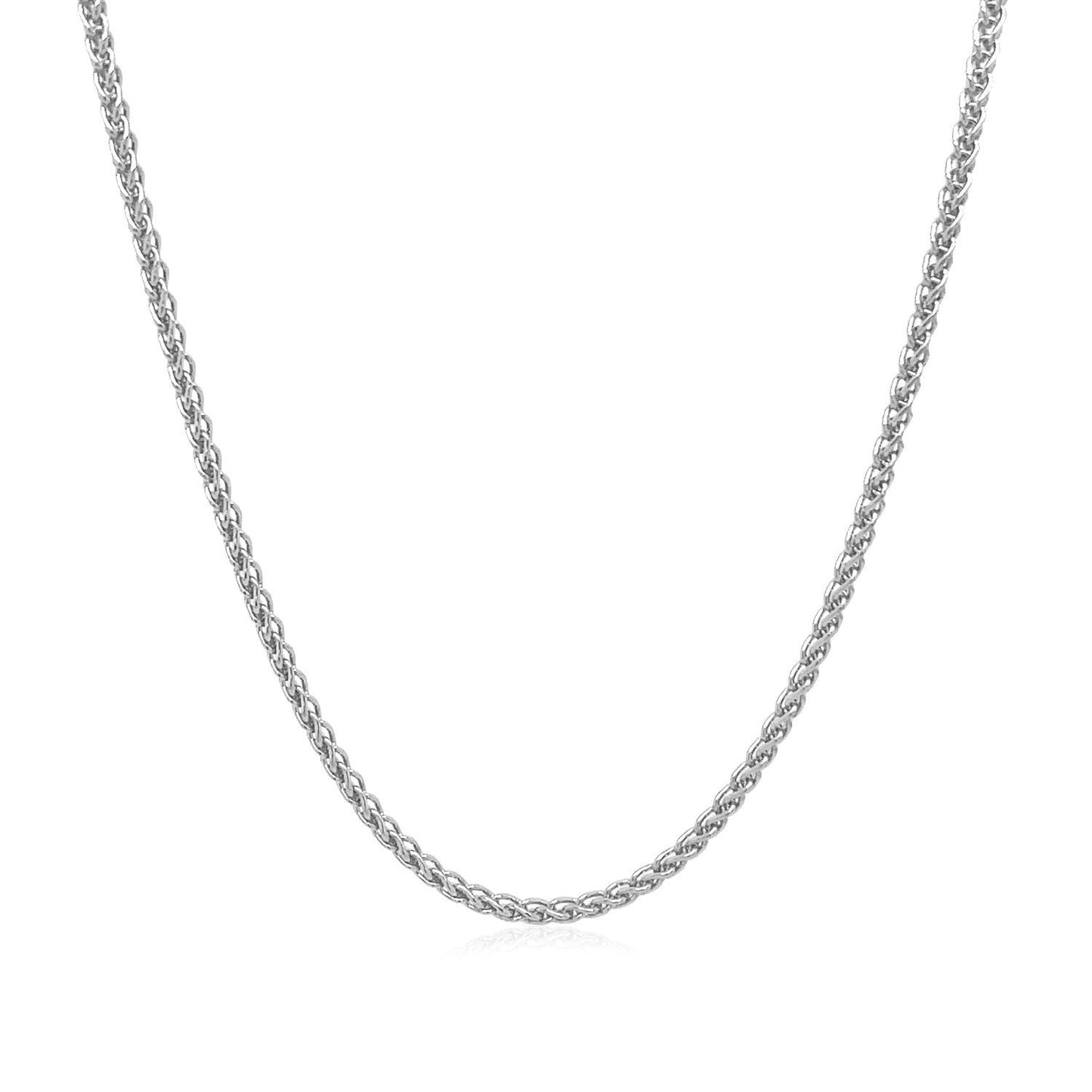 Cadena de espiga redonda de oro blanco de 14k de 1,5 mm