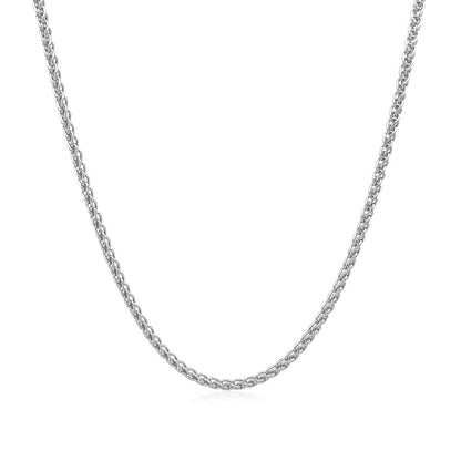 Cadena de espiga redonda de oro blanco de 14k de 1,5 mm