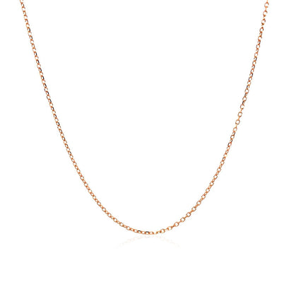 Cadena de eslabones tipo cable con corte de diamante de oro rosa de 14k y 0,8 mm
