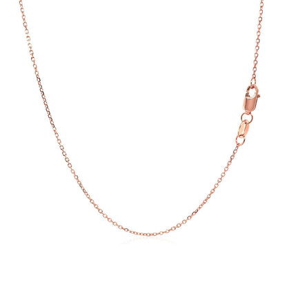 Cadena de eslabones de cable con corte de diamante en oro rosa de 18k (0.75 mm)