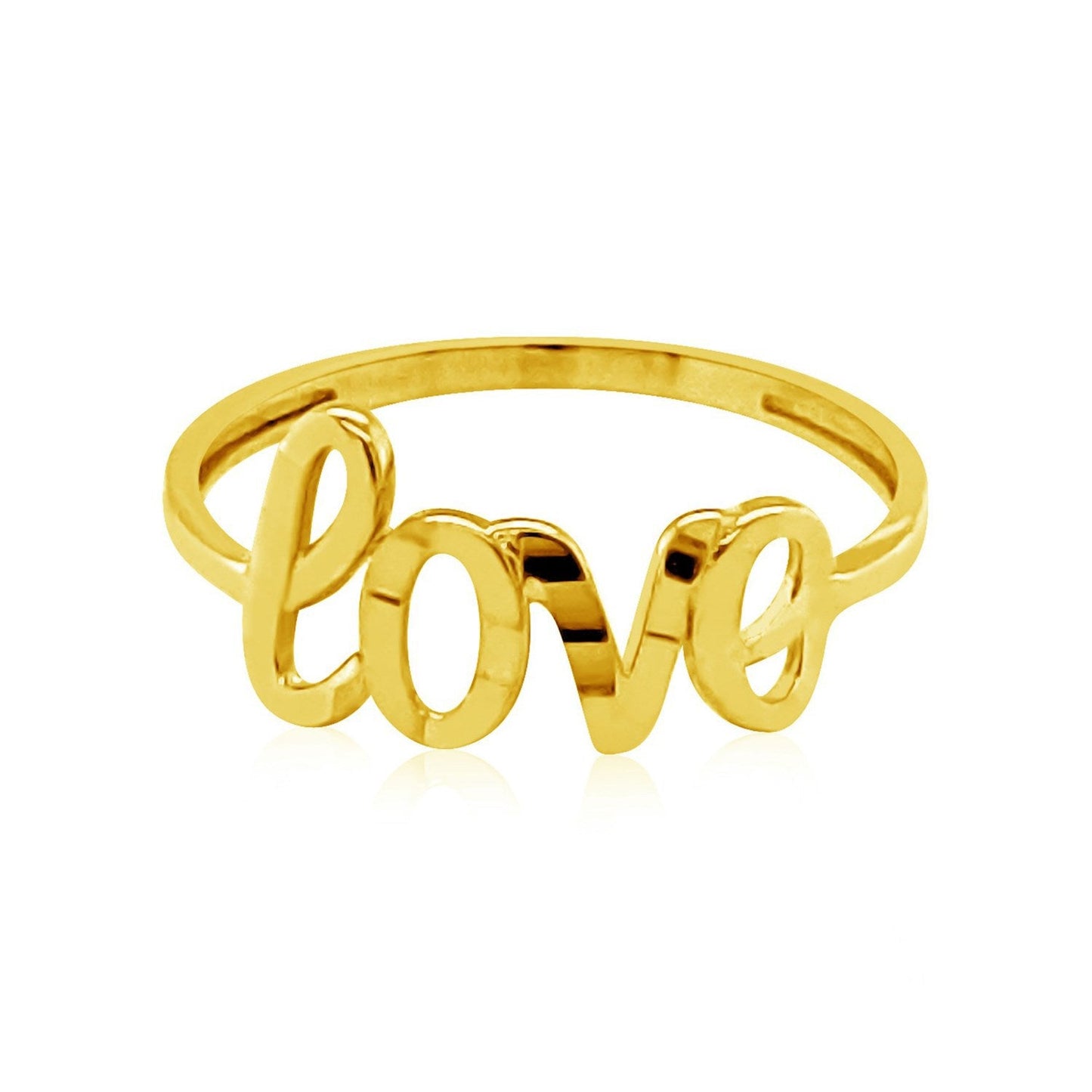 Anillo de oro amarillo de 14k con "Love"
