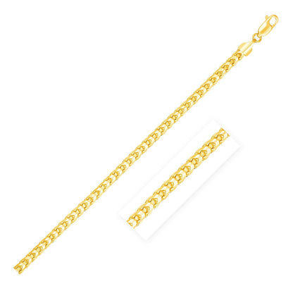 Cadena Franco redonda de oro amarillo macizo de 14k con corte de diamante de 4,6 mm