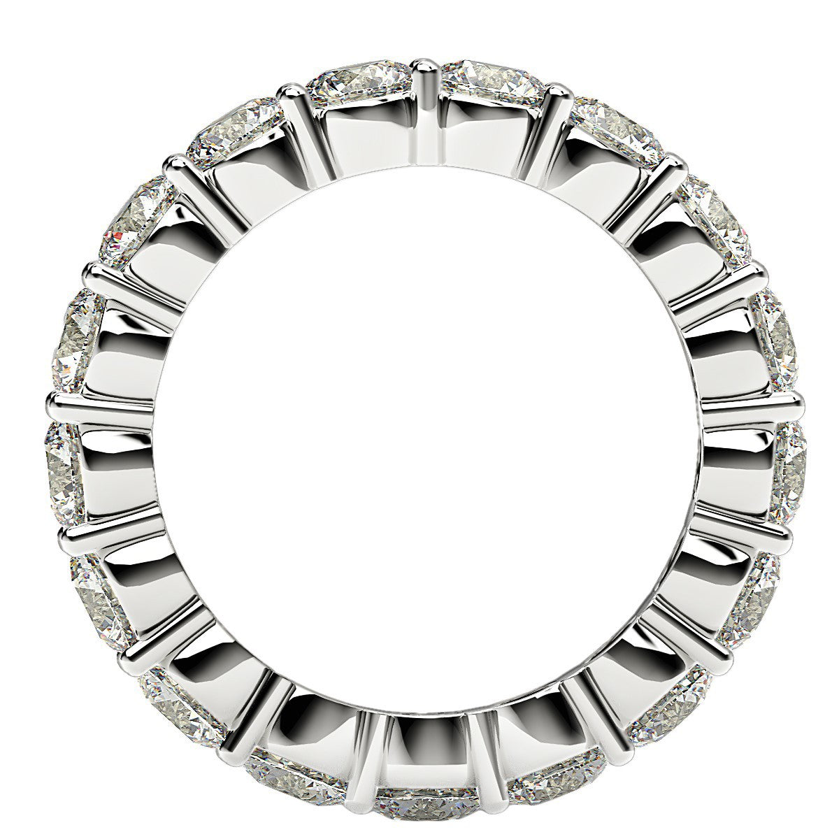 Anillo de Eternidad con Diamantes Redondos Cultivados en Laboratorio de Oro Blanco de 14k (3 quilates, FG/VS2)