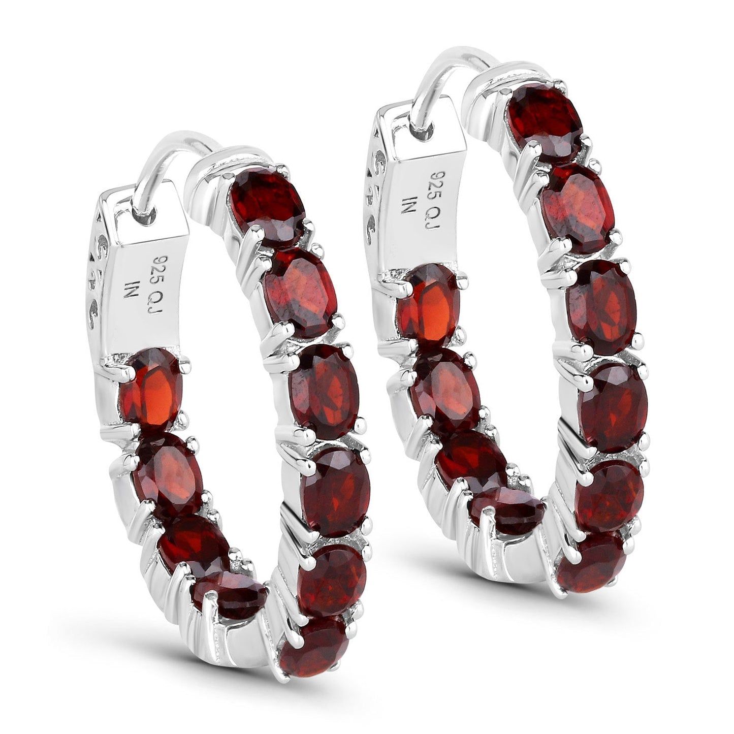 Pendientes de plata de ley .925 con granate auténtico de 4.00 quilates