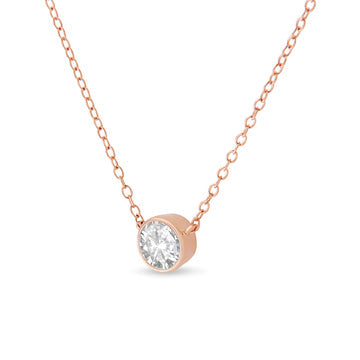 Collar con colgante biselado de diamantes de 0,50 quilates en plata de ley .925 de 45,72 cm (color I-J, claridad I2-I3)