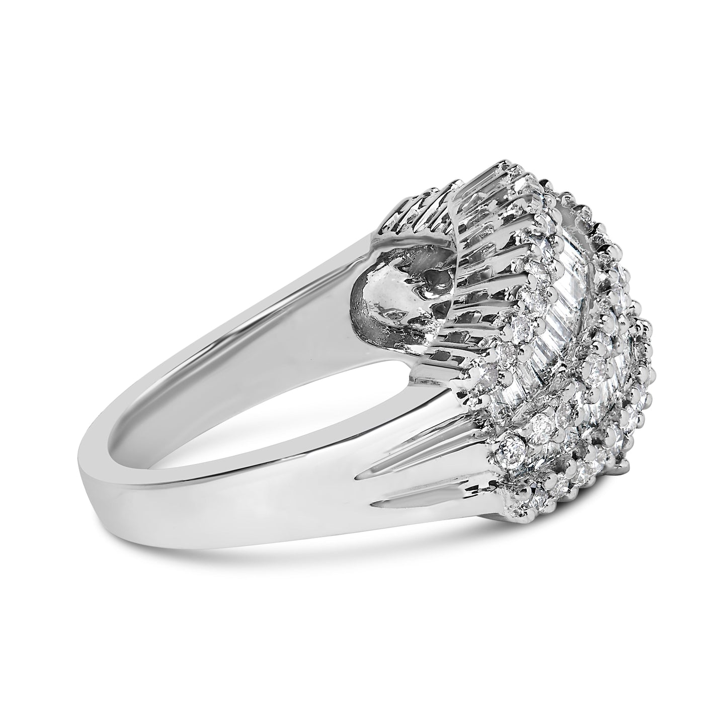 Anillo de cóctel de oro blanco de 14 quilates con diamantes (1 3/4 Cttw, color H-I, claridad SI2-I1) - Talla 6-1/2
