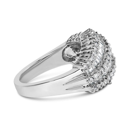 Anillo de cóctel de oro blanco de 14 quilates con diamantes (1 3/4 Cttw, color H-I, claridad SI2-I1) - Talla 6-1/2
