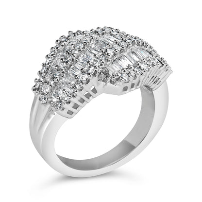 Anillo de cóctel de oro blanco de 14 quilates con diamantes (1 3/4 Cttw, color H-I, claridad SI2-I1) - Talla 6-1/2