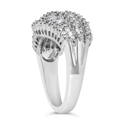 Anillo de cóctel de oro blanco de 14 quilates con diamantes (1 3/4 Cttw, color H-I, claridad SI2-I1) - Talla 6-1/2