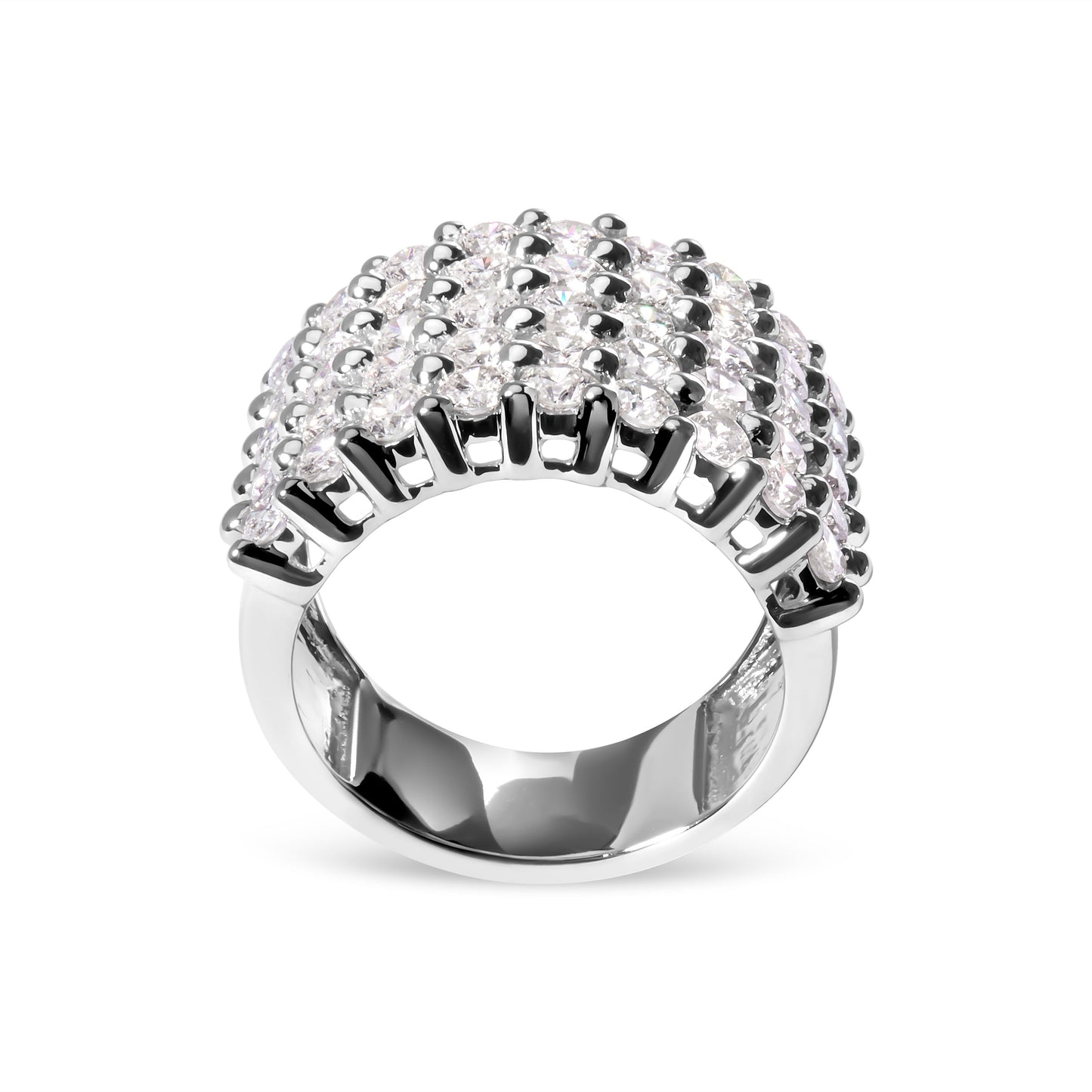 Anillo de banda de 5 filas de diamantes de 4.0 quilates en oro blanco de 14 quilates (color I-J, claridad I1-I2) - Talla 7