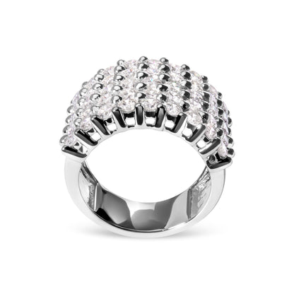 Anillo de banda de 5 filas de diamantes de 4.0 quilates en oro blanco de 14 quilates (color I-J, claridad I1-I2) - Talla 7