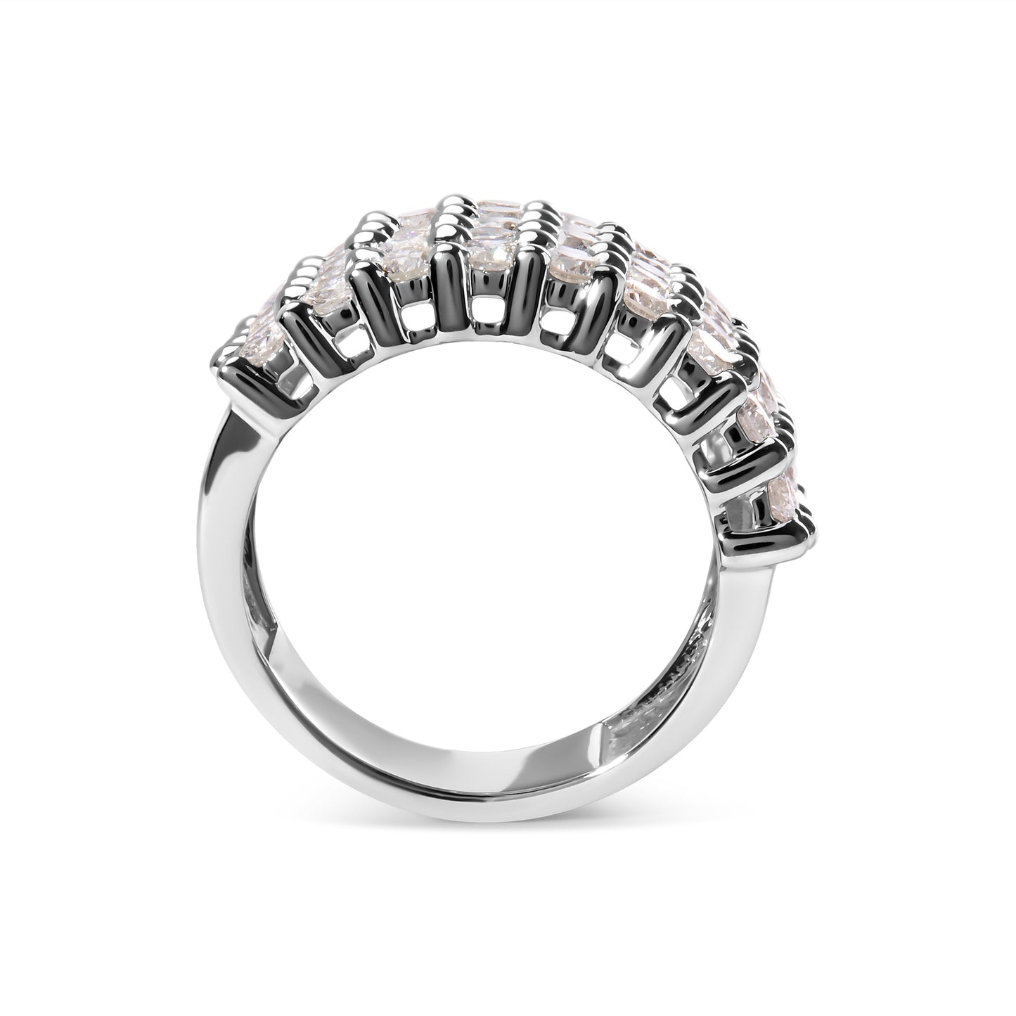 Anillo de banda de 5 filas de diamantes de 4.0 quilates en oro blanco de 14 quilates (color I-J, claridad I1-I2) - Talla 7