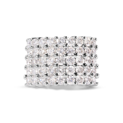 Anillo de banda de 5 filas de diamantes de 4.0 quilates en oro blanco de 14 quilates (color I-J, claridad I1-I2) - Talla 7