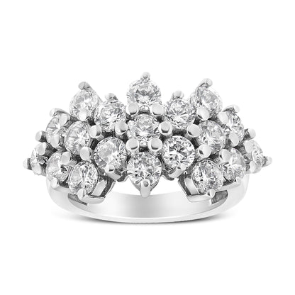 Anillo de banda dispersa de varias filas con diamantes de 4,0 Cttw en oro blanco de 14 K (color I-J, claridad I1-I2) - Talla 7