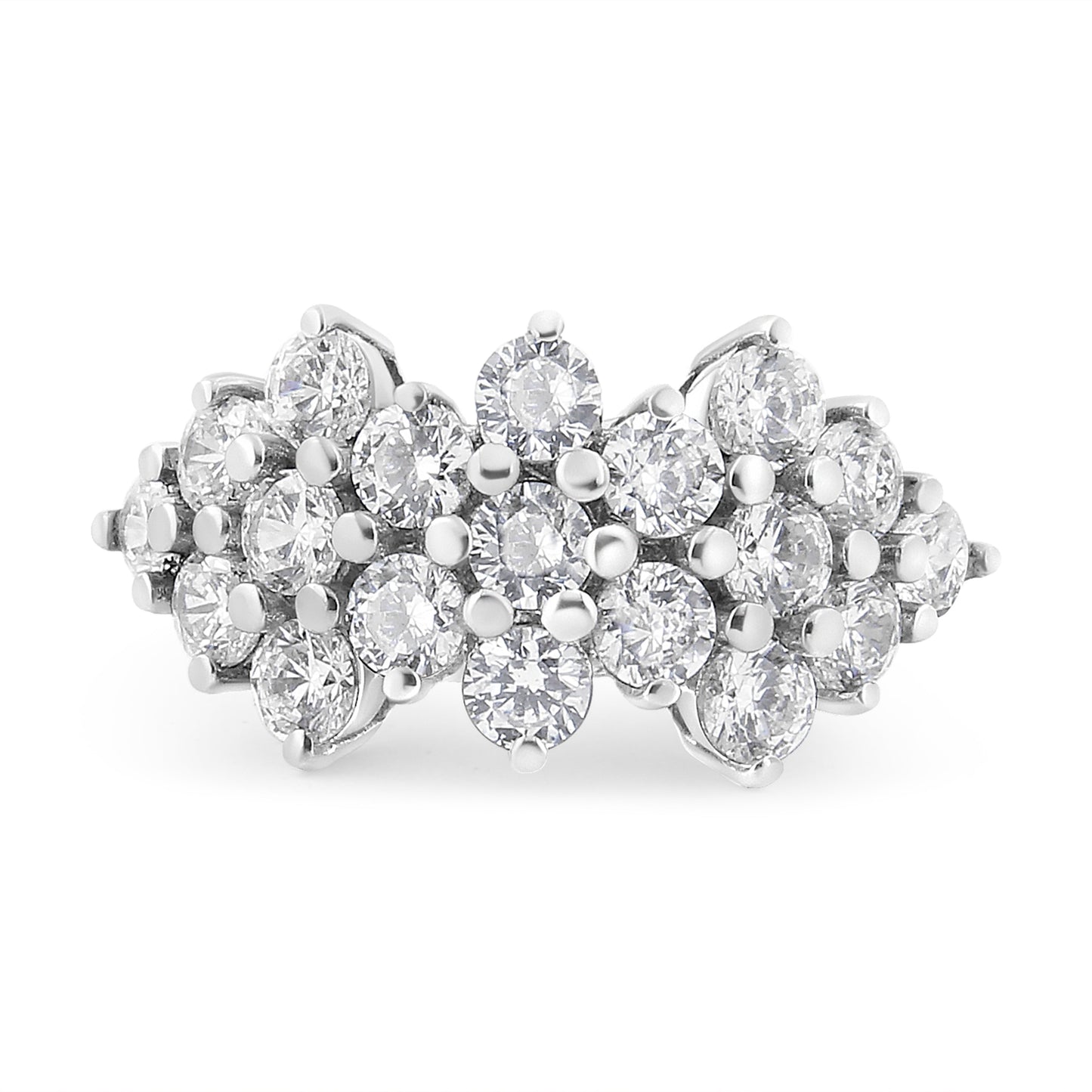 Anillo de banda dispersa de varias filas con diamantes de 4,0 Cttw en oro blanco de 14 K (color I-J, claridad I1-I2) - Talla 7