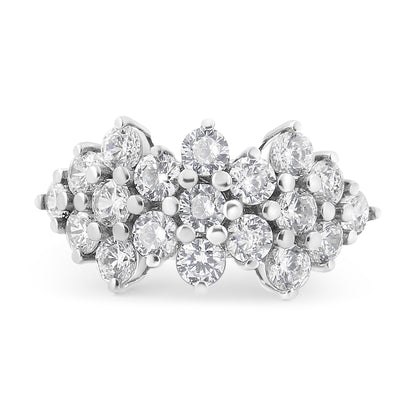 Anillo de banda dispersa de varias filas con diamantes de 4,0 Cttw en oro blanco de 14 K (color I-J, claridad I1-I2) - Talla 7