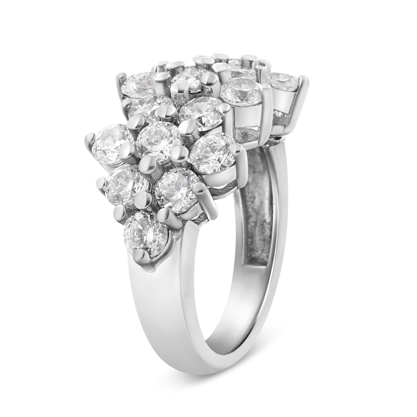 Anillo de banda dispersa de varias filas con diamantes de 4,0 Cttw en oro blanco de 14 K (color I-J, claridad I1-I2) - Talla 7