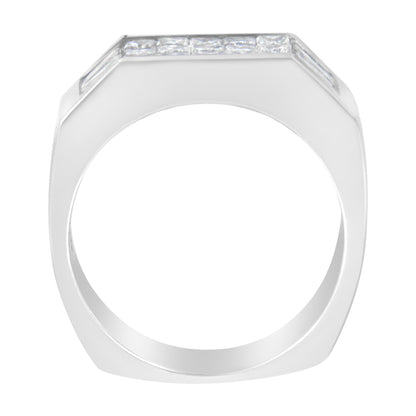 Anillo de diamantes de oro blanco de 14 quilates (1 3/4 quilates en total, color G-H, claridad VS2-SI1)