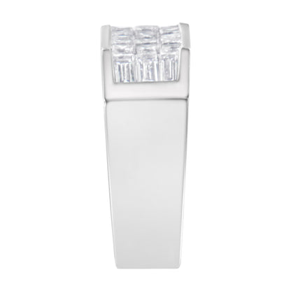 Anillo de diamantes de oro blanco de 14 quilates (1 3/4 quilates en total, color G-H, claridad VS2-SI1)