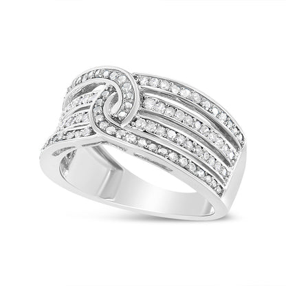 Anillo de plata de ley .925 con banda envolvente de varias filas de diamantes de 1/2 quilate (color I-J, claridad I3) - Talla 7