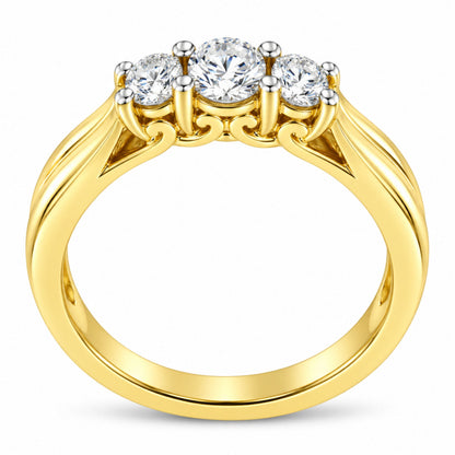 10K Yellow Gold Three-stone Diamond Ring (0.50 cttw, J-K Color, I2-I3 Clarity)