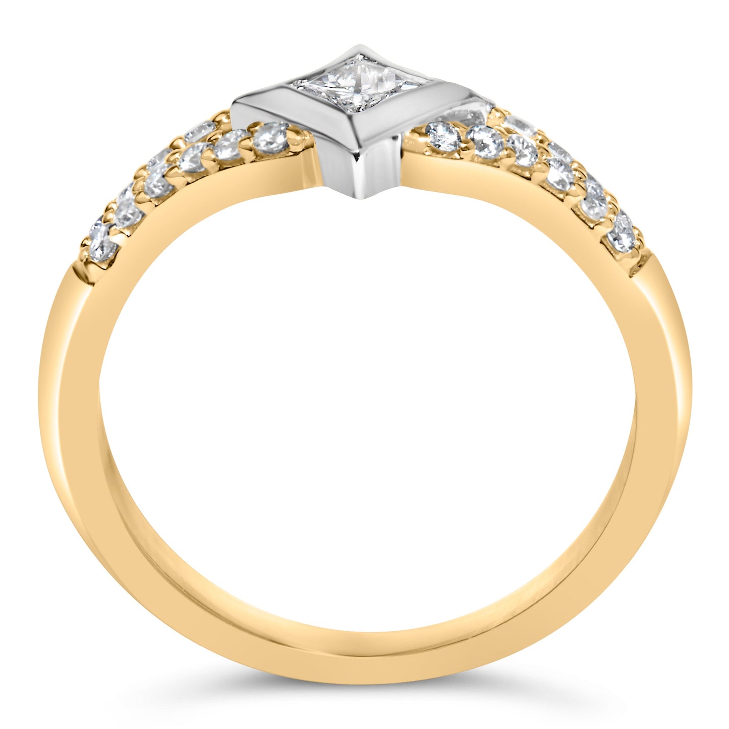 Anillo de cometa con diamante de 1/2 quilate (peso total) en oro de 10 quilates de dos tonos con vástago dividido (color H-I, claridad SI2-I1)