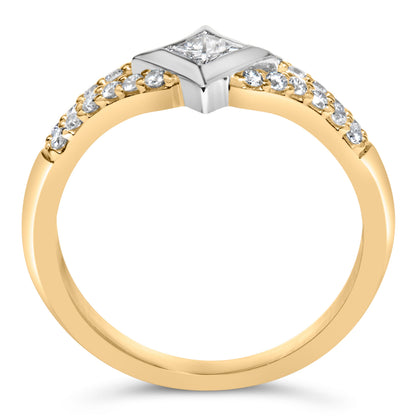 Anillo de cometa con diamante de 1/2 quilate (peso total) en oro de 10 quilates de dos tonos con vástago dividido (color H-I, claridad SI2-I1)