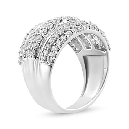 Anillo de racimo de diamantes redondos y talla baguette de 2.00 Cttw en plata de ley .925 (color H-I, claridad I1-I2) - Talla 7