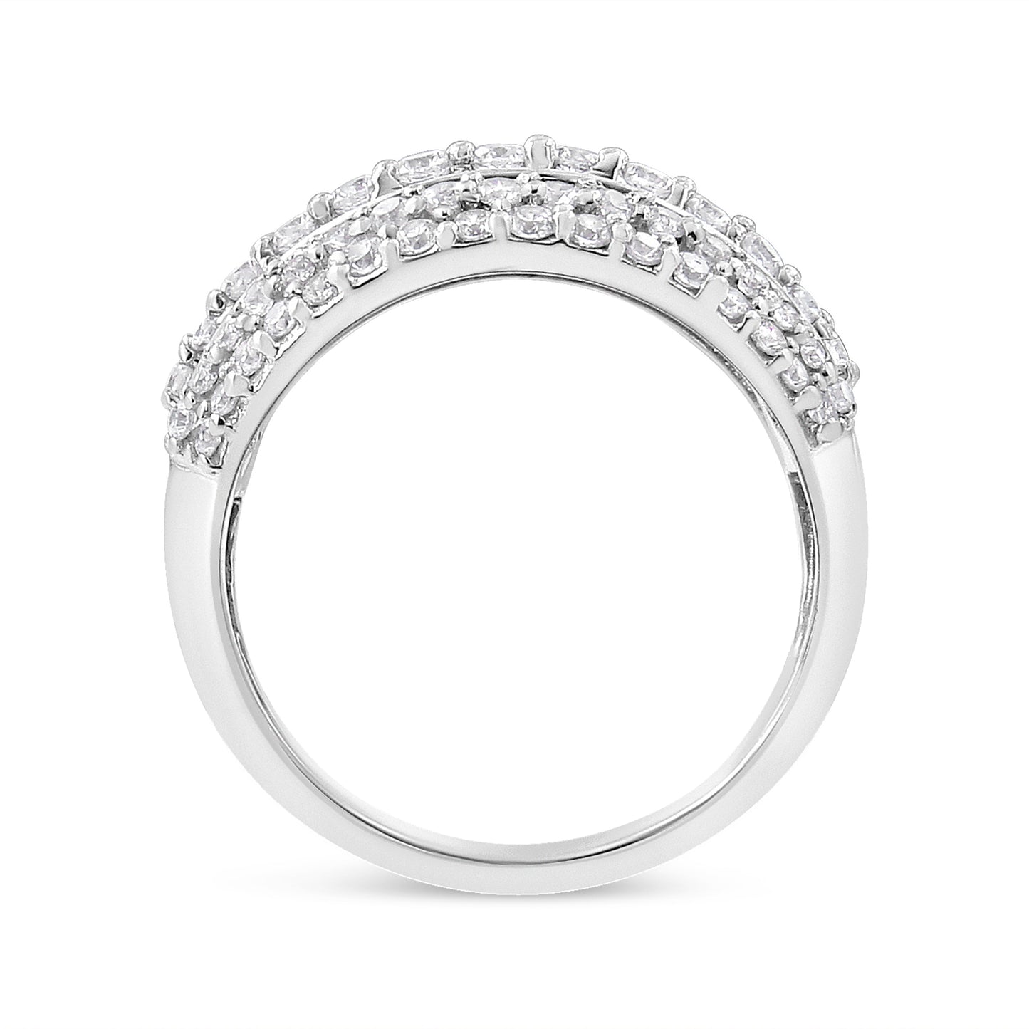 Anillo de racimo de diamantes redondos y talla baguette de 2.00 Cttw en plata de ley .925 (color H-I, claridad I1-I2) - Talla 7