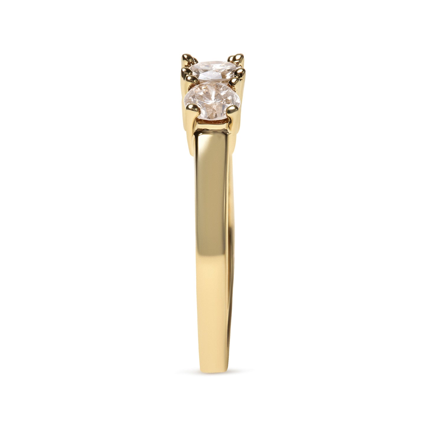 Anillo de banda de 3 piedras de oro amarillo de 10 quilates con diamantes color champán de 1,00 quilates en total (color J-K, claridad I1-I2) - Talla 7