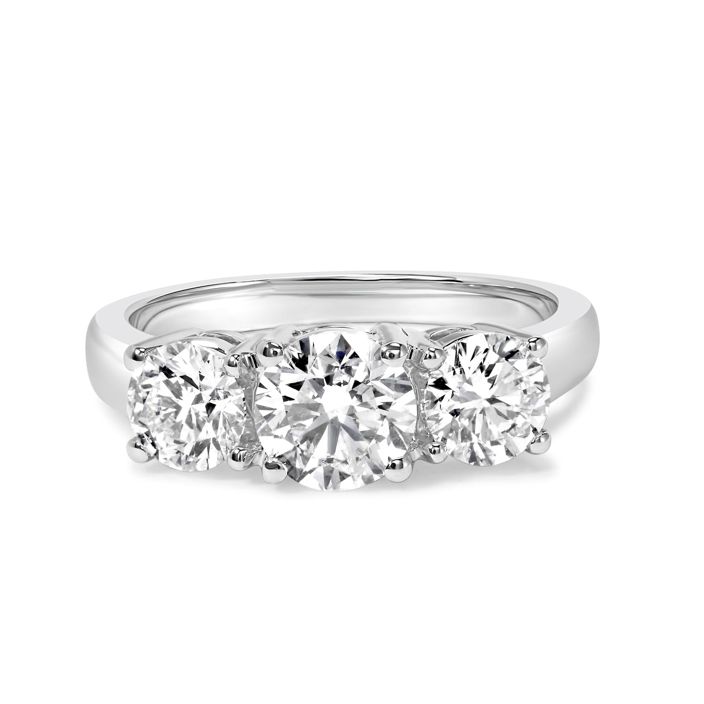 Anillo de tres piedras de oro blanco de 14 quilates con diamantes cultivados en laboratorio de 2,00 quilates en total (color F-G, claridad VS1-VS2) - Talla 7