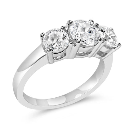 Anillo de tres piedras de oro blanco de 14 quilates con diamantes cultivados en laboratorio de 2,00 quilates en total (color F-G, claridad VS1-VS2) - Talla 7